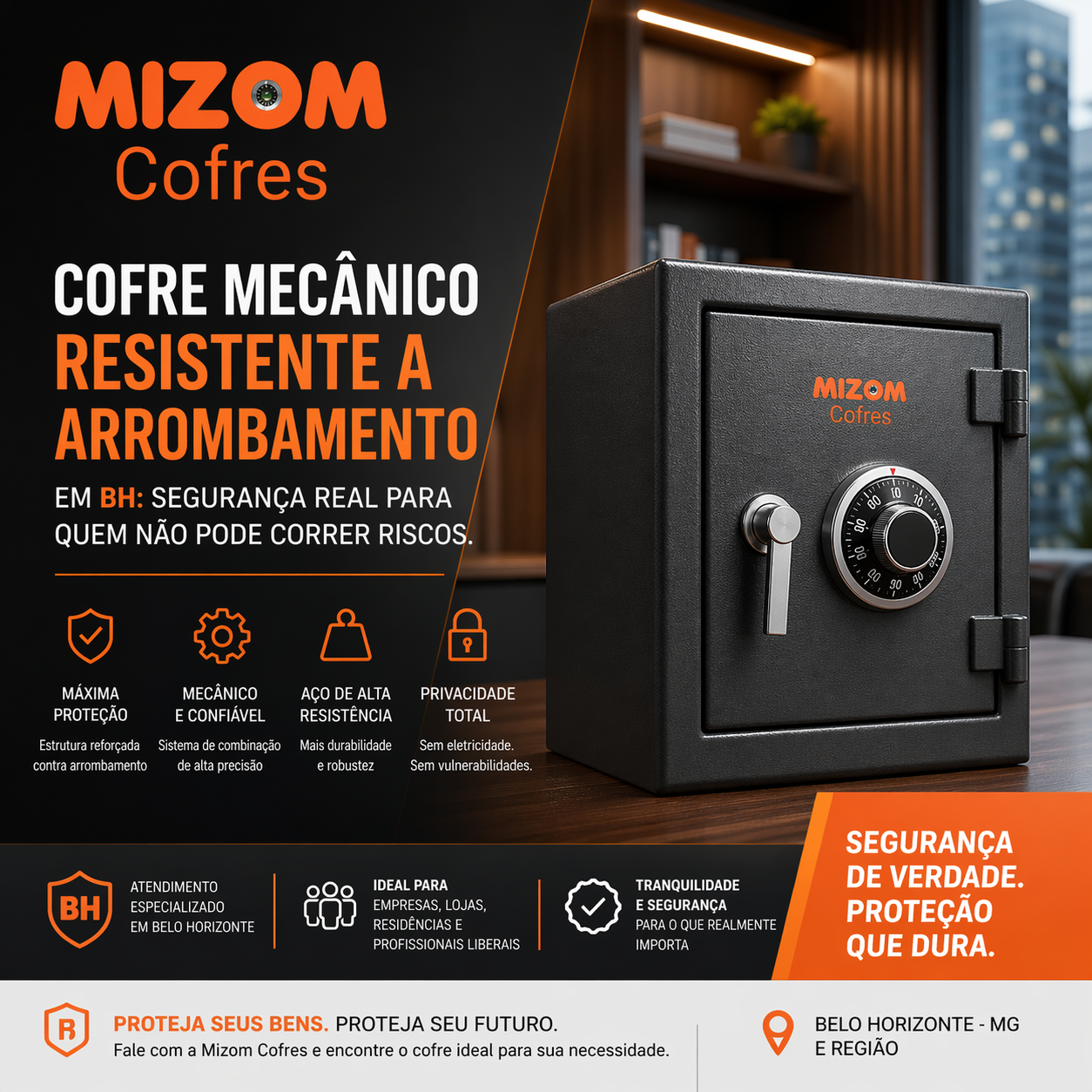 Cofre mecânico resistente a arrombamento em BH segurança real para quem não pode correr riscos