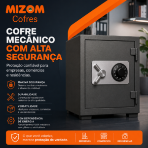 Cofre mecânico com alta segurança proteção confiável para empresas, comércios e residências
