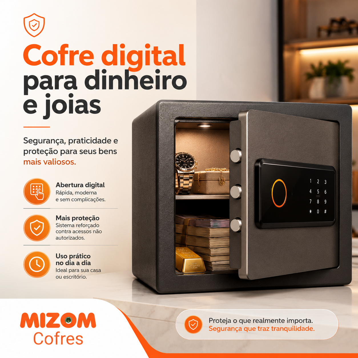 Cofre digital para dinheiro e joias segurança, praticidade e proteção para seus bens mais valiosos