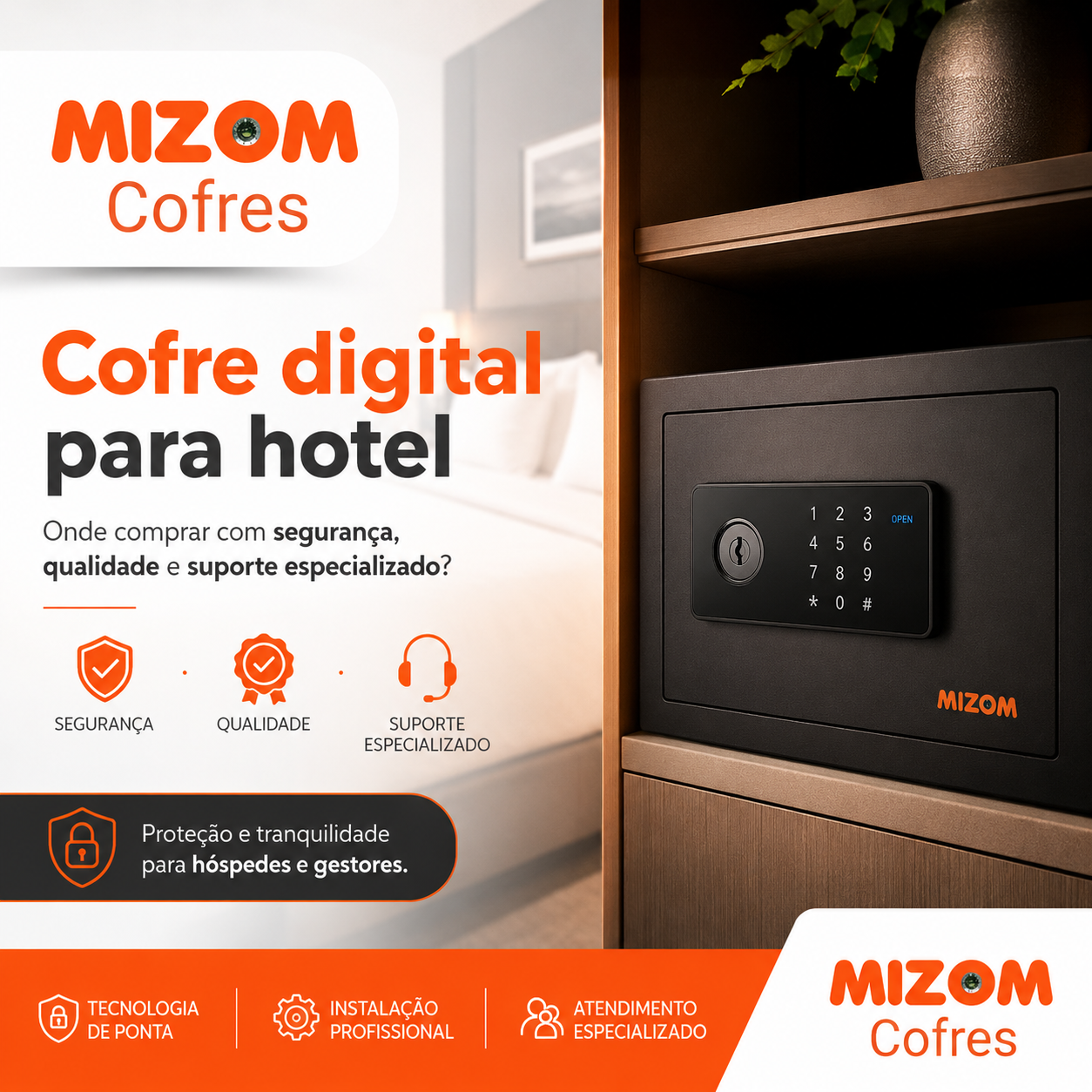 Cofre digital para hotel onde comprar com segurança, qualidade e suporte especializado