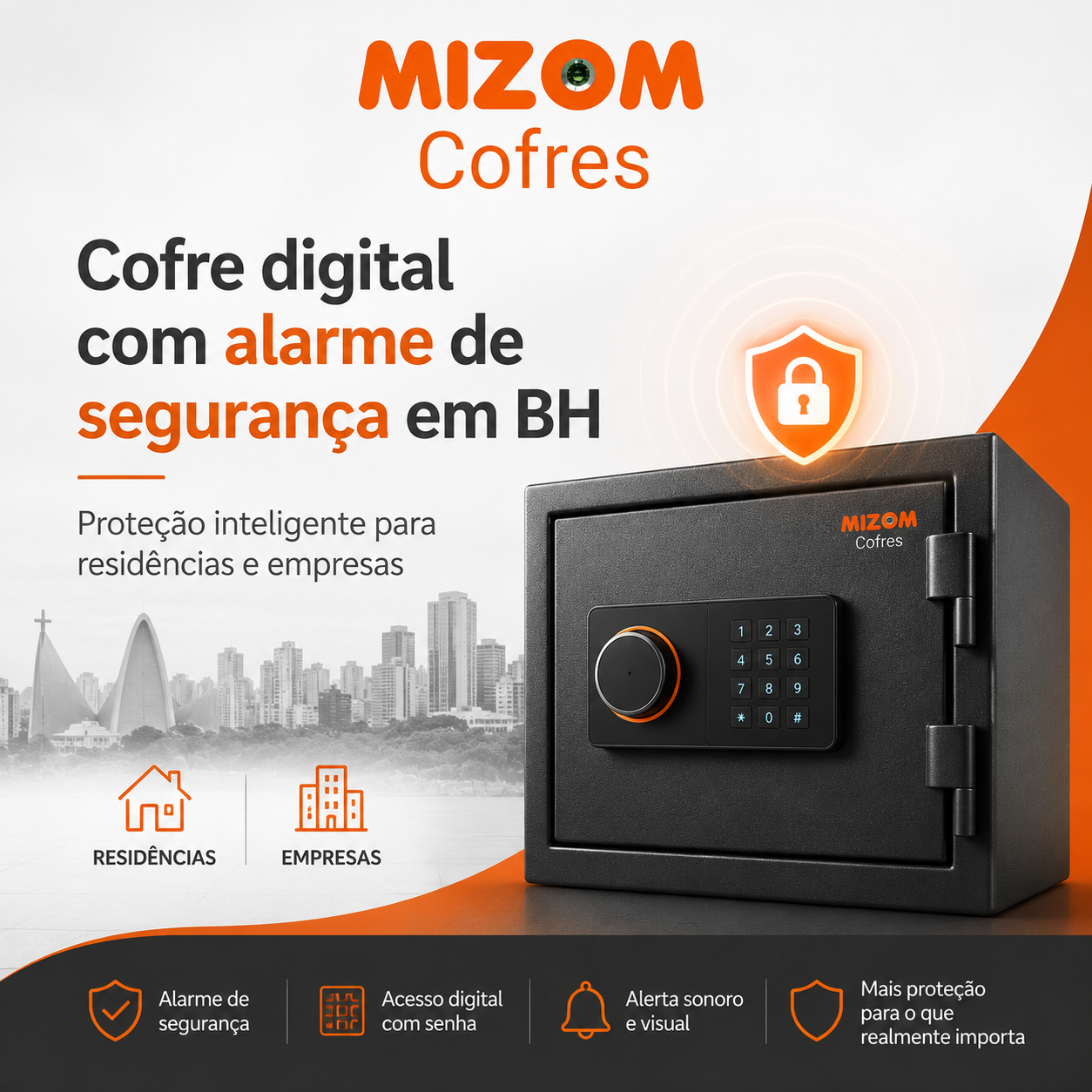 Cofre digital com alarme de segurança em BH proteção inteligente para residências e empresas - Mizom Cofres